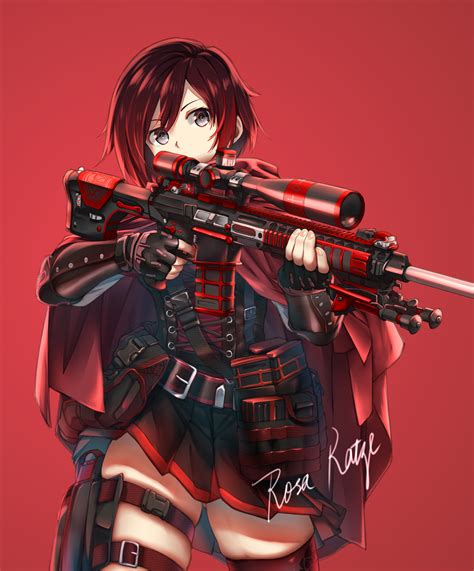 Wallpaper Rwby Gun Ruby Rose Anime Girls 1200x1448