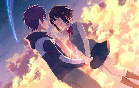 720p Free Download Girl Love Sunset Romance Anime Long Distance