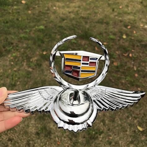 3d Chrome Car Front Hood Stand Ornament Cadillac Wing Emblem For Xts
