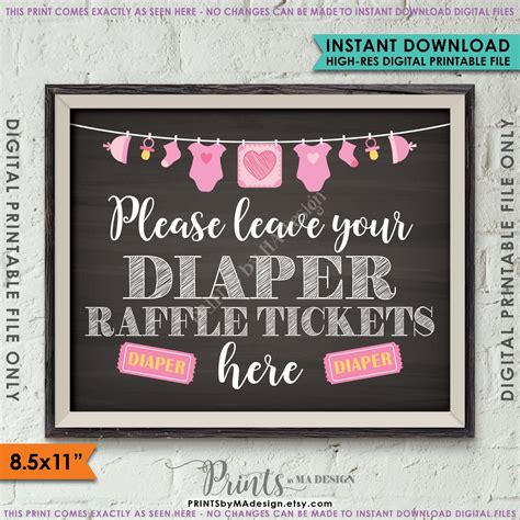 Diaper Raffle Ticket Sign, Leave Your Raffle Ticket Here, Raffle Ticket Drop, Baby Shower Sign ...