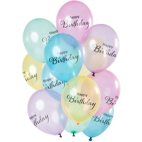 Ballonnen Happy Birthday Pastel Transparant Premium 12st Feestbazaarnl