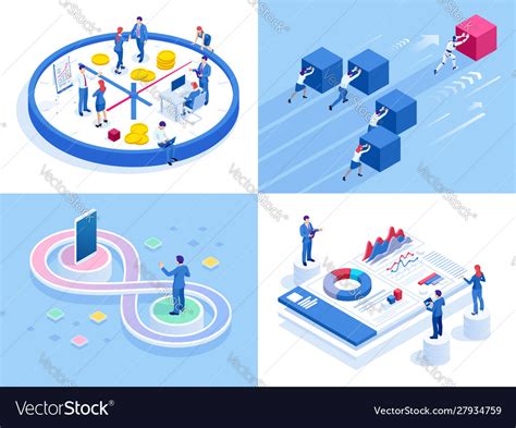 Isometric Business Concepts Businessmen Royalty Free Vector