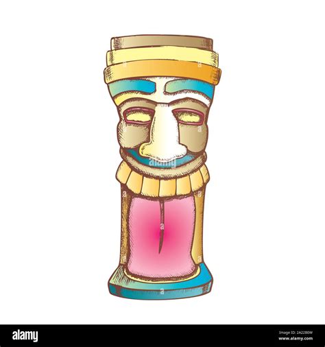 Tiki Idol Carved Wood Totem Color Vector Stock Vector Image And Art Alamy
