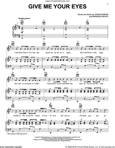 Give Me Your Eyes Sheet Music For Voice Piano Or Guitar Pdf