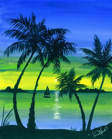 Tropical Colorful Acrylic Painting Landscape Paintings