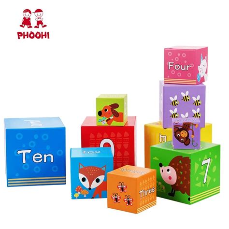 Paper Stacking Cubes Toy Kids Nesting Boxes 10 Pcs Educational Alphabet