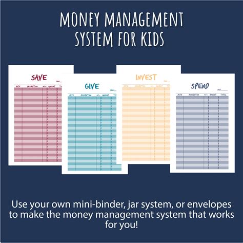 Kids Money Management System Pdf Finance Planner Printable Etsy Uk
