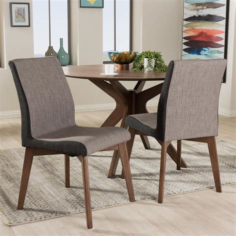 Baxton Studio Kimberly Gray Fabric Upholstered Dining Chairs Set Of 2