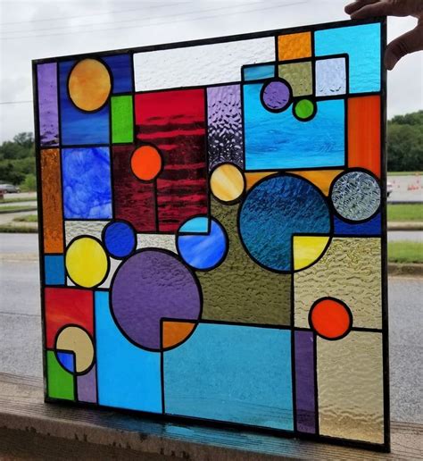 Stained Glass Window W 238 Overlapping Geometric Figures Etsyde