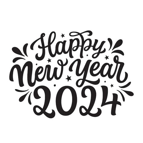 Premium Vector Happy New Year 2024 Hand Lettering