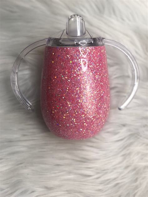 Pink Glitter Sippy Cup Sparkle Sippy Cup Pink Sparkle Sippy Etsy