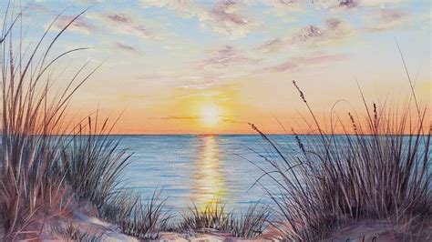 Sand Dunes Beach Sunset Seascape Acrylic Painting Live Tutorial Youtube