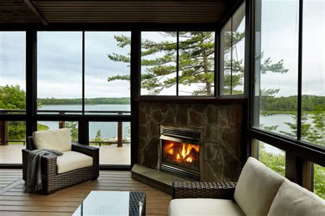 Screen Porch With Cozy Fireplace Archadeck Of Nova Scotia