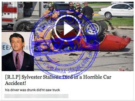 Sylvester Stallone Died In Horrible Car Accident Facebook Scam