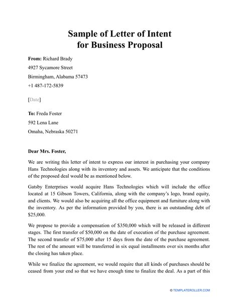 Sample Letter Of Intent For Business Proposal Fill Out Sign Online