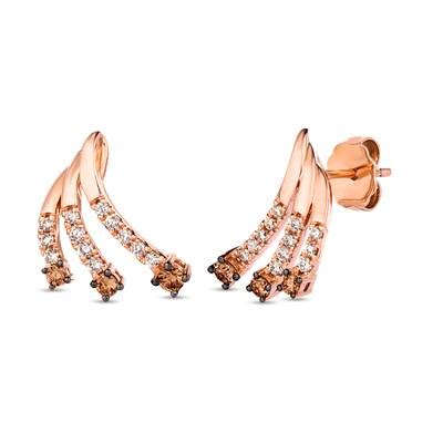 14K Strawberry Gold Earrings Chocolate Diamonds Nude Diamonds TRQF 8