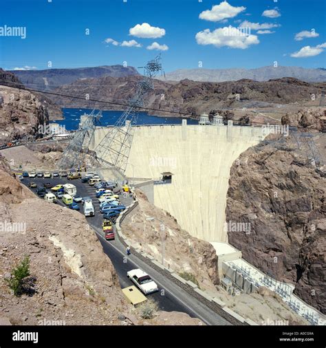 The Hoover Dam In Nevada Usa Showing Lake Mead Reservoir Behind The