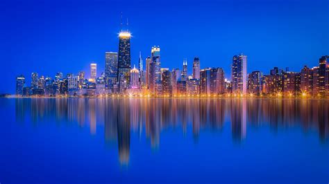 2560x1440 Chicago Lake Michigan Skyscraper Reflection 1440p Resolution