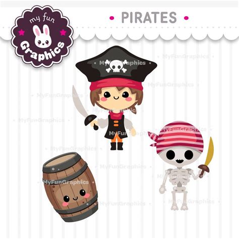 Pirates Kawaii Clip Art Cute Clipart Etsy