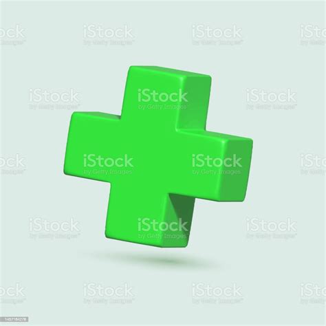 3d Green Plus Sign Vector Illustration In Cartoon Style Vector Stock