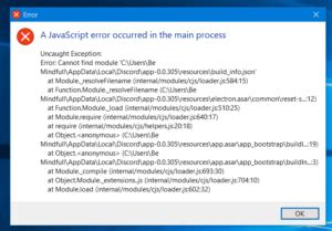 A JavaScript Error Occurred In The Main Process How To Fix