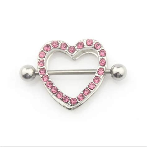 1 piece stainless steel heart nipple piercing rings women nipple sexy crystal nipple piercing