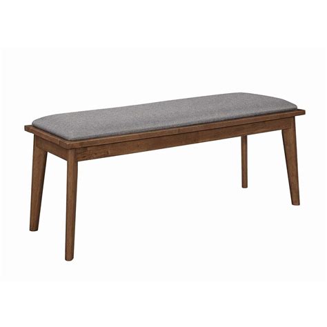 Grey And Natural Walnut Upholstered Dining Bench Brown Solid Modern