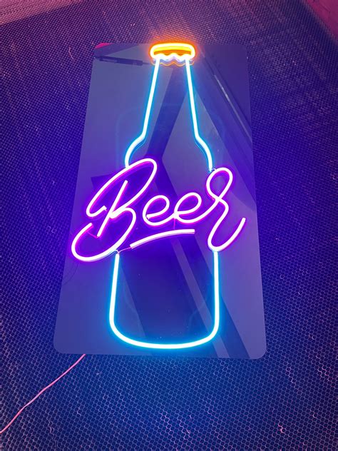 Led Neon Sign Beer Bottle Neon Light Bar Light Neon Wall Etsy