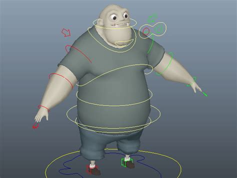 Fat Man Cartoon Rig 3d Model Maya Files Free Download Modeling 40906