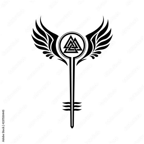 Valkyrie Symbol With Odins Valknut Stock Vector Valkyrie Tattoo