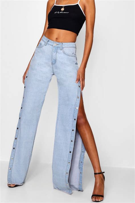 tall popper detail wide leg jeans tall jeans loose jeans wide leg jeans women s jeans edgy