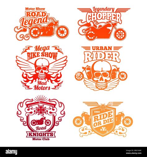 Bright Motorcycle Labels Motorbike Retro Badges And Logos Isolated On
