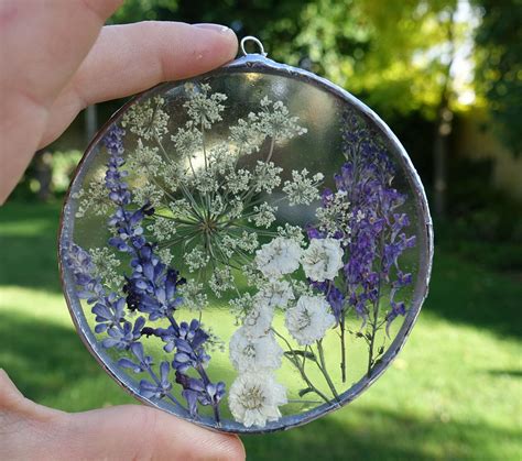 Stained Glass Pressed Flower Sun Catcher Etsy Canada Pressed