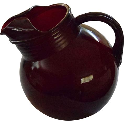 Anchor Hocking Depression Glass Ruby Red Tilt Ball Pitcher Sold On Ruby Lane