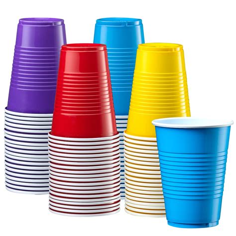 Disposable Party Plastic Cups 50 Pack 9 Oz Assorted Colors