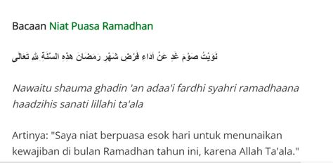 Bacaan Niat Puasa Ramadhan 2022 Atau 1443 H Bahasa Arab Latin Dan