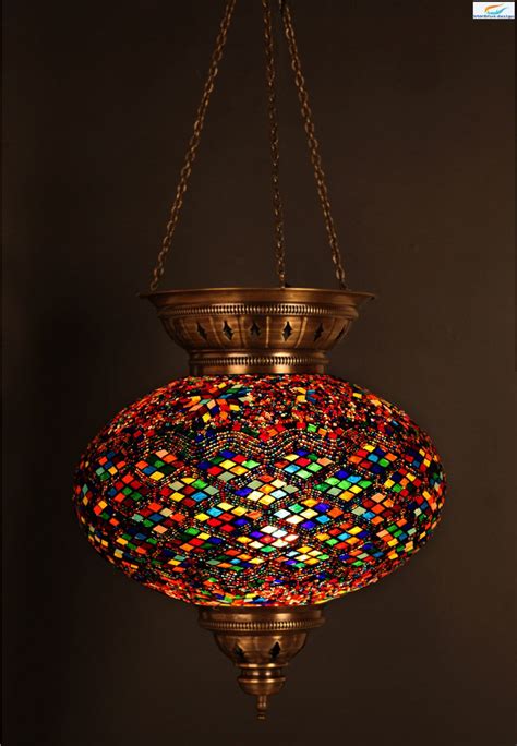 15 Inch EXTRA Large Turkish Moroccan Hanging Glass Mosaic Lamp Lighting
