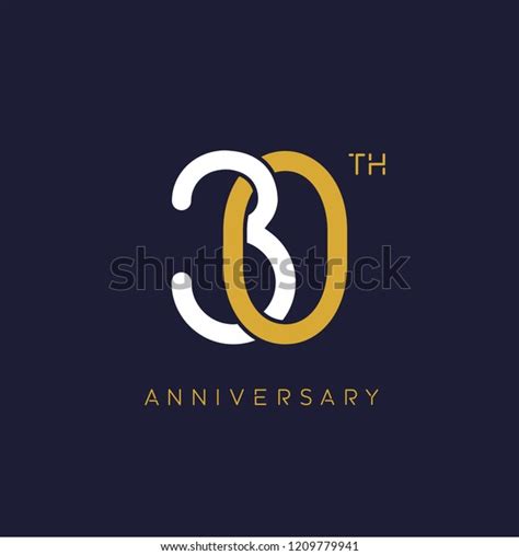 30th Anniversary Logooverlapping Number Simple Monogram Stock Vector