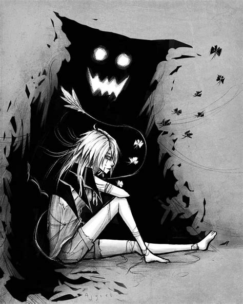 Not Alone By Ajgiel Dark Drawings Anime Girl Drawings Arte Horror