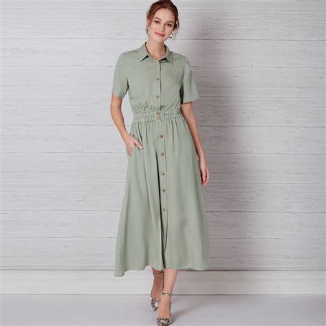 Misses Shirtwaist Dresses In Two Lengths Dress Button Fastens At