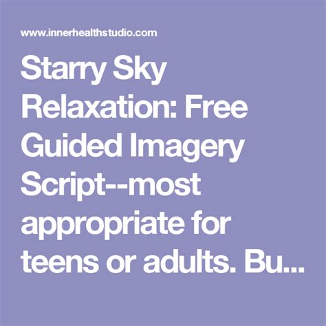 Starry Sky Relaxation Free Guided Imagery Script With