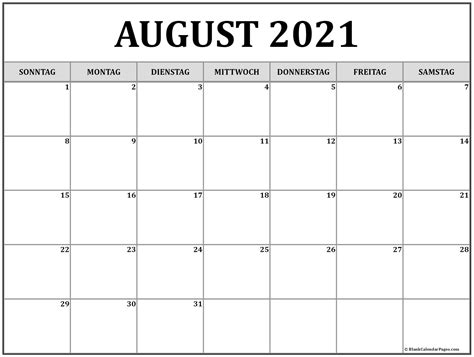 Papierformate letter, a4 oder a3. August 2019 kalender | kalender 2019