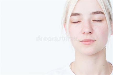 Dreamy Pensive Woman T Shirt Black Stockings Bed Stock Image Image Of