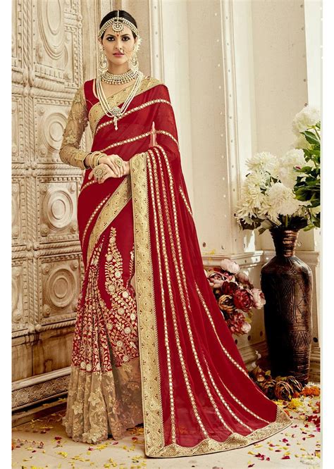 New Bridal Designer Saree Traditional Wedding Sari Heavy Zari Work Party Sari Dresses
