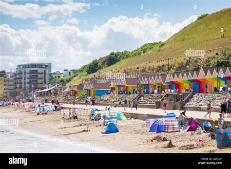 Beach Huts Overlooking North Bay Beach Scarborough North Yorkshire