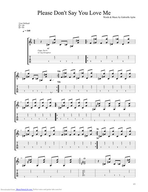 Please Dont Say You Love Me Guitar Pro Tab By Gabrielle Aplin