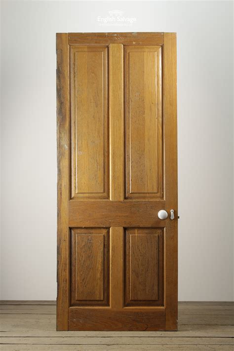 Flat panel solid wood doors. (Set57) Reclaimed Oak 4 Panel Interior Door