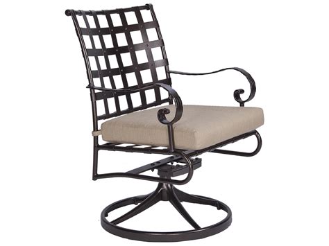 Ow Lee Classico Wide Arms Wrought Iron Swivel Rocker Dining Chair