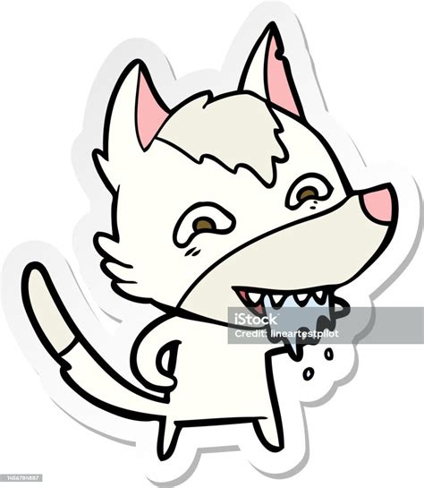 Sticker Of A Cartoon Hungry Wolf Stock Illustration Download Image