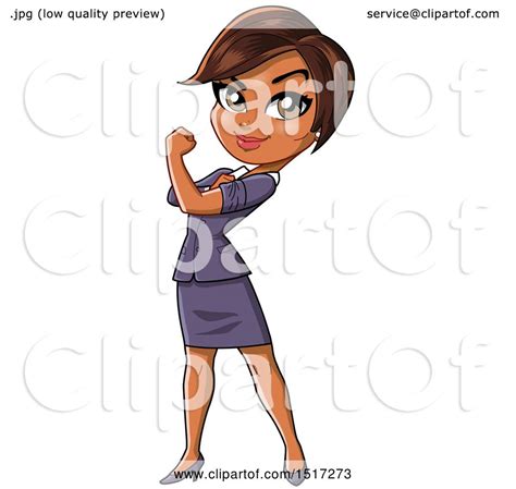 Clipart Of A Strong Independent Black Business Woman Flexing Her Bicep